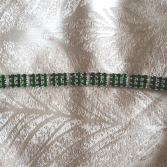 7.75 inches, Russian Chrome Diopside & diamond bracelet, NWT - Picture 7 of 7